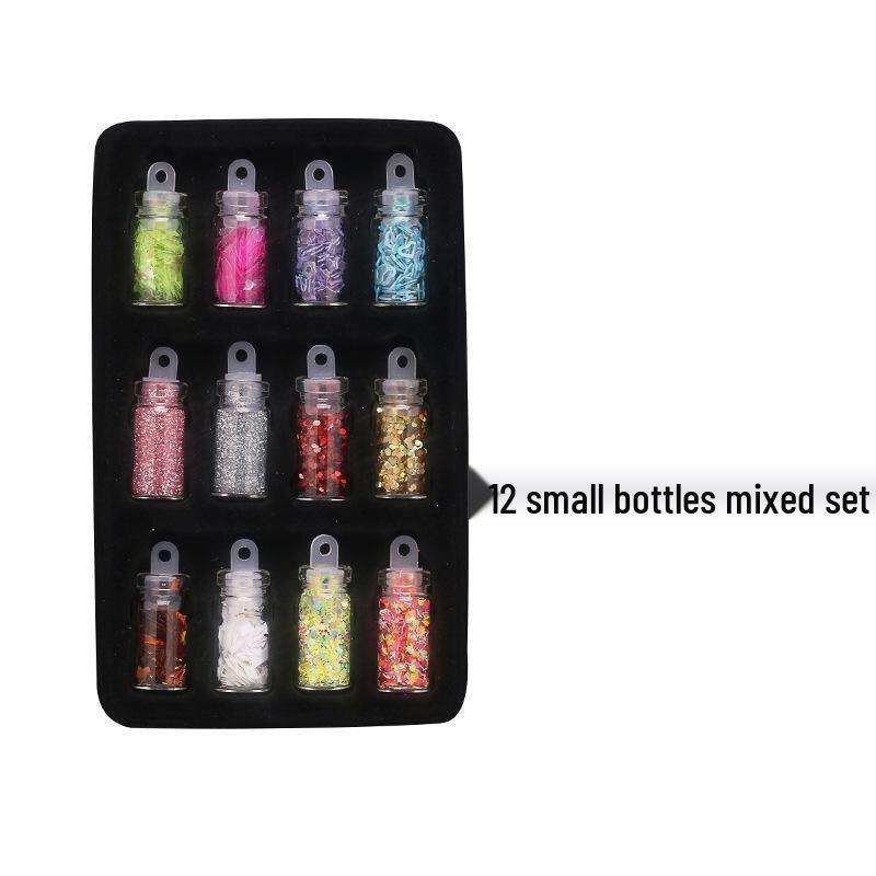

12-Color Nail Art Rhinestones & Glitter Set