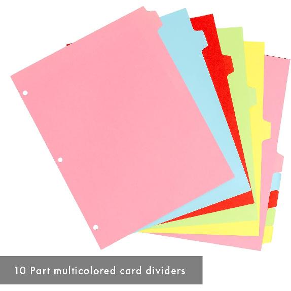 Pukka Pad 10 Part Dividers – 1 Pack of 10 Tabbed Set for 3-Ring Binder, Page Separators for Home, Office, School Organization – 8.5 x 11 Inches