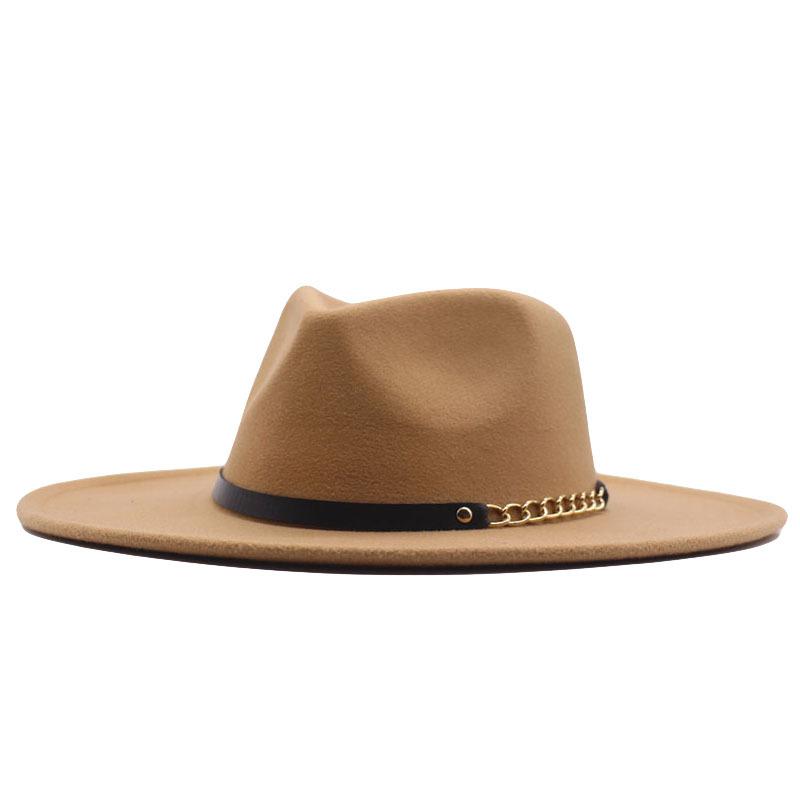 European and American Big-brimmed Jazz Hat, Autumn and Winter Men's and Women's British Woolen Hat, Convex Top Felt Top Hat