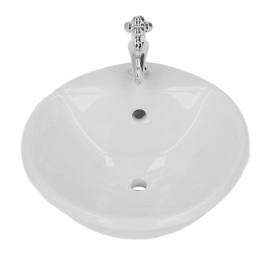 1:12 Dollhouse Bathroom Sink Hand Crafted Ceramic White Dollhouse Bathroom Sink for Dollhouse