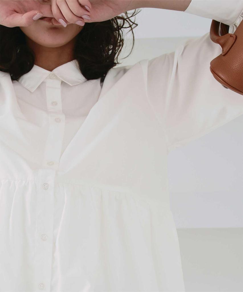 Titibait Collared Hem Balloon Shirt AFXN2098 Large Women's Off-White