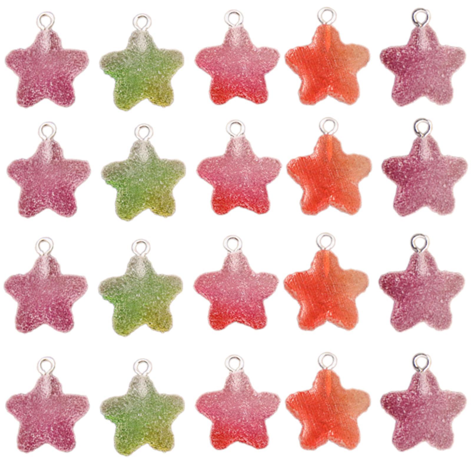 

Pack of 20 Colorful Cartoon Bear Pendants Mixed Heart Star Charms for Creative DIY Keychains and Fashion Accessories C