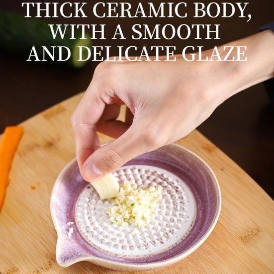5Pcs/Set Ceramic Garlic Grater Plate with Pour Spout Ginger Cheese Manual Grinder with Raised