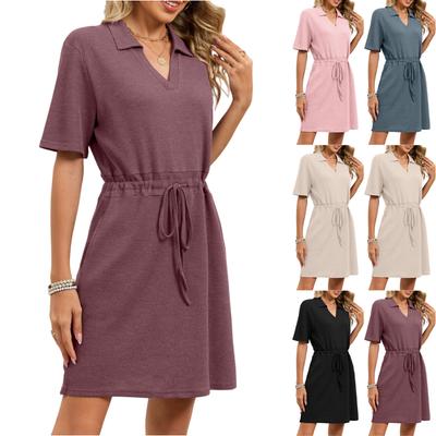 Women's Fashion Color Short Sleeve  Dress
