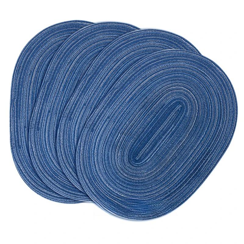 

Soft Woven Cotton Yarn Insulated Placemat Oval Shaped Hotel Western Restaurant European Style Simple and Easy To Clean Table Mat 30x45 cm