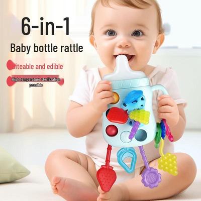 Newborn Soothing Puzzle Toy: Grasp & Shake Milk Bottle Rattle