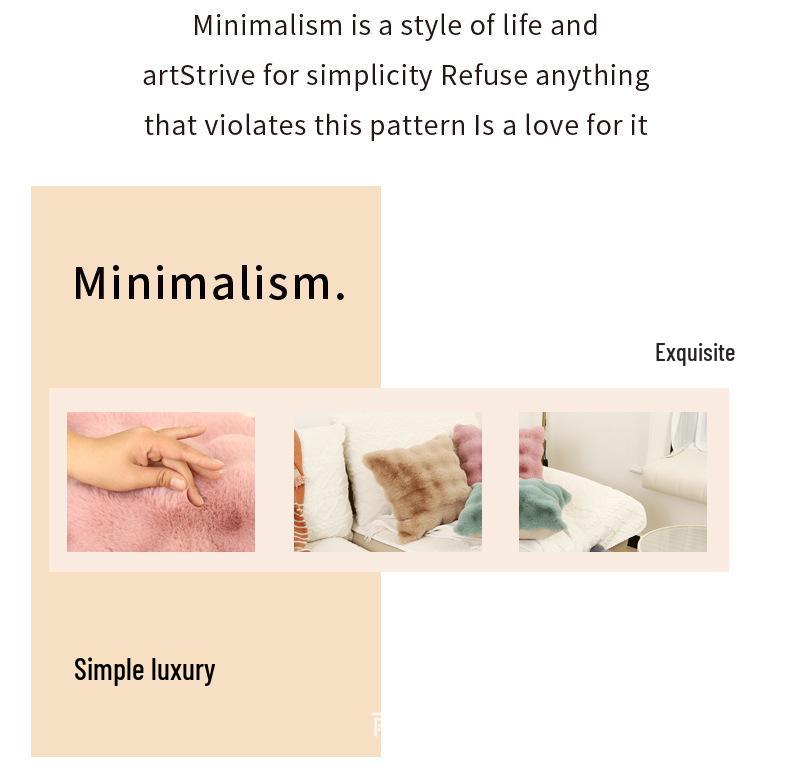 Simple Solid Color Faux Rabbit Fur Pillowcase - Soft Cushion Cover for Home/Sofa/Bedside (No Pillow Insert)