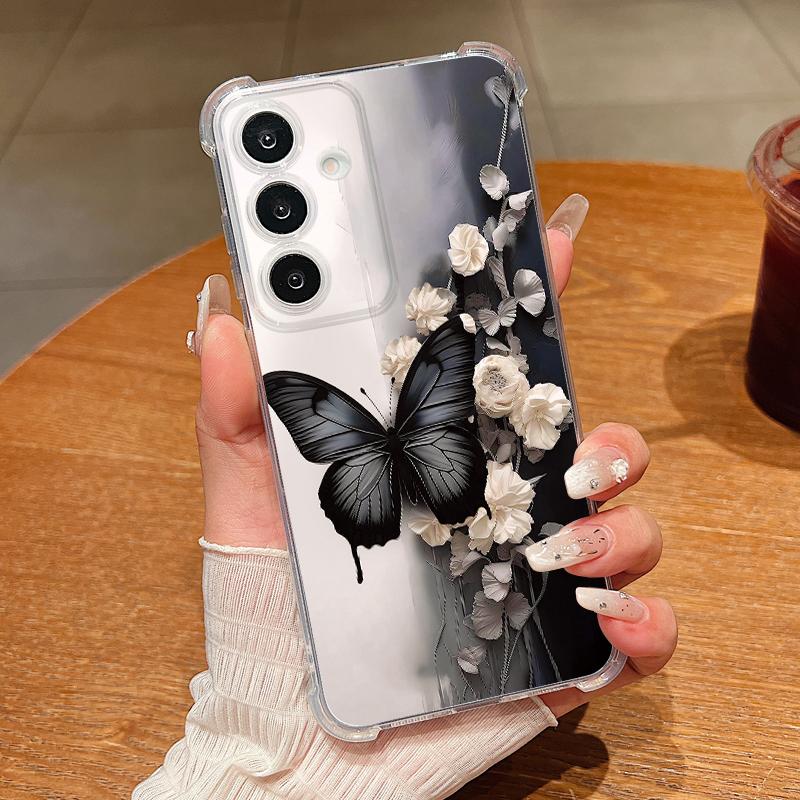 

Butterfly Flower Clear Phone Case For Samsung Galaxy A57 A37 A17 A56 A36 A55 A35 A26 A16 A25 A15 A54 A14 A53 Soft Silicone Cover Galaxy A53 5G