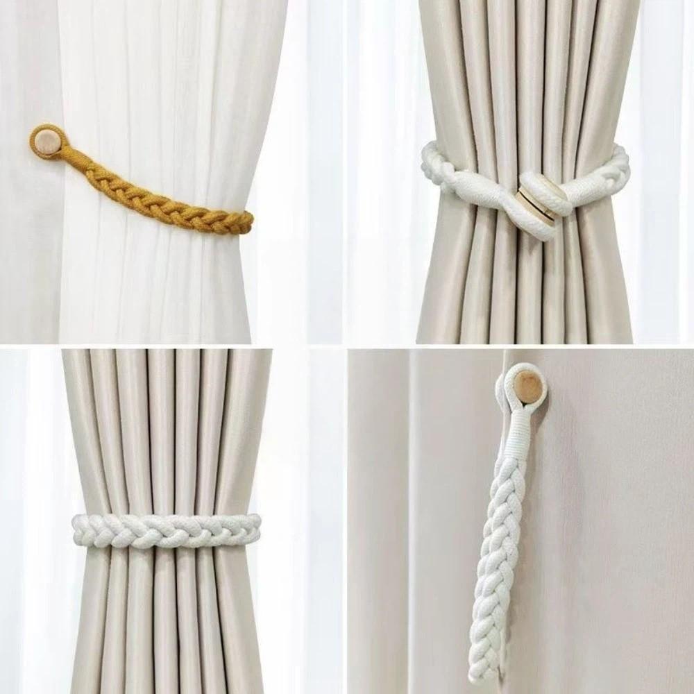 1 Pair Boho Style Braid Curtain Straps Fashion Curtain Buckle Magnetic Curtain Tieback Decoration