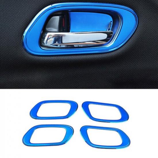 For Honda HR-V Vezel 2016-2021 Blue Steel Inner Door Handle Frame Decor Trim 4*