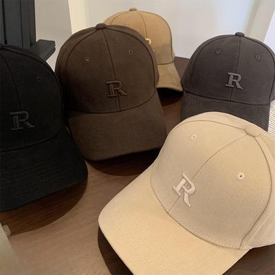 Neue Baseballkappe für Männer und Frauen Buchstaben Frühling und Herbst Hartes Oberteil Breite Großer Kopfumfang Baseballmütze Beige