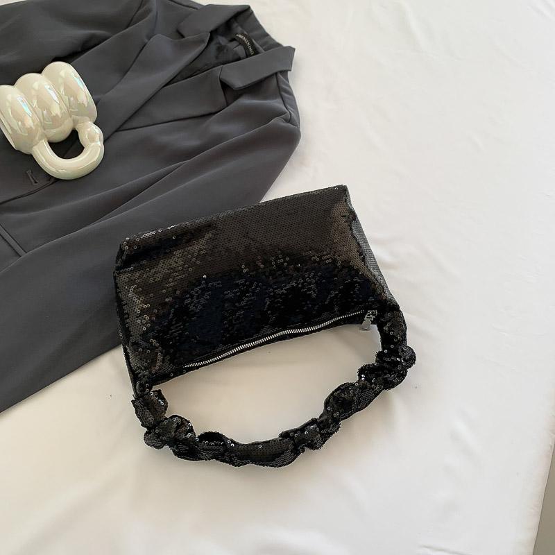 

Модная фактурная плиссированная сумка, летняя, новая, шикарная, с пайетками, сумка на плечо, подмышки, легкая, роскошная, женская, квадратная сумка (20cm<Max Length<30cm)