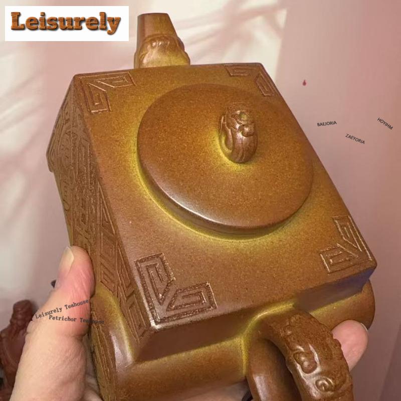 111ml Exquisite Yixing Purple Clay Teapots Handmade Engraving Pot Raw Ore Section Mud Kettle Zisha Tea Set Tea Services Ornament