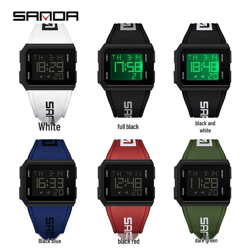 Sanda Unisex Trend Kare Işıklı Su Geçirmez Saat