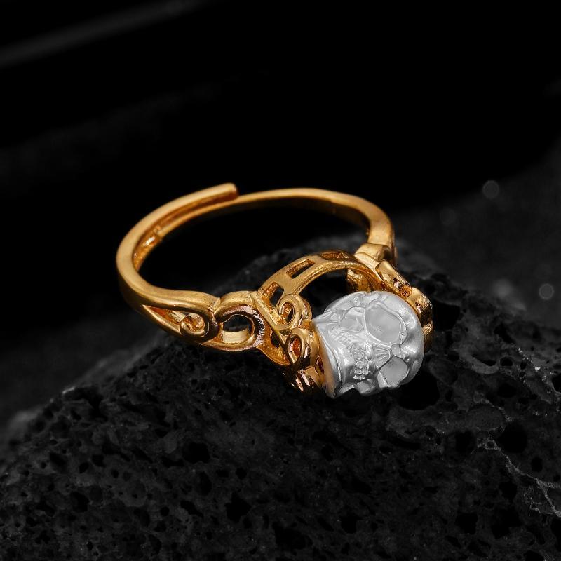 Gothic Dark Style Color Blocked Skull Ring For Men And Women Daily Charming Jewelry Gift