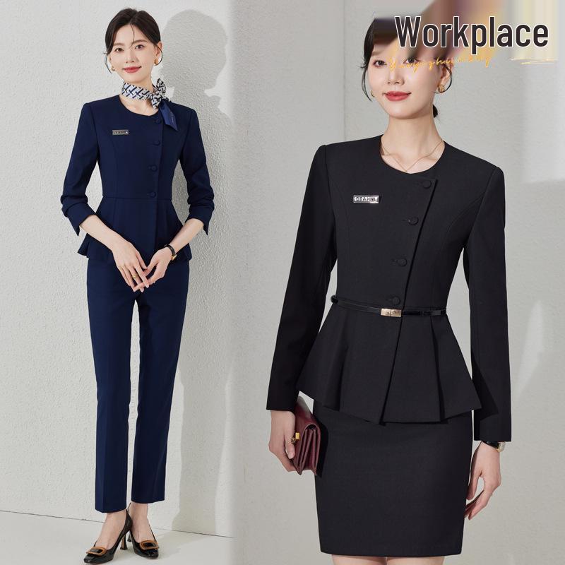 Women's High-End Professional Suit for Spring and Autumn: Elegant Attire for Hotel Managers, Front Desk Reception, and Beauty Salon Staff.