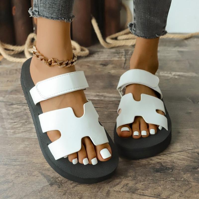 Large size platform slippers women's summer new style Velcro lightweight outer wear Zhuotian sandals
