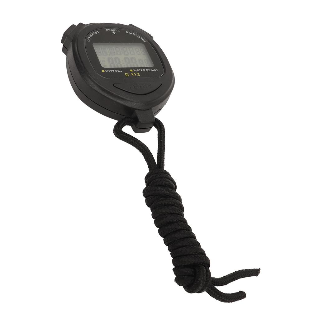 Digital Stopwatch 60 Lap Memory Split Sport Timer Waterproof with Lanyard Date Time Alarm for