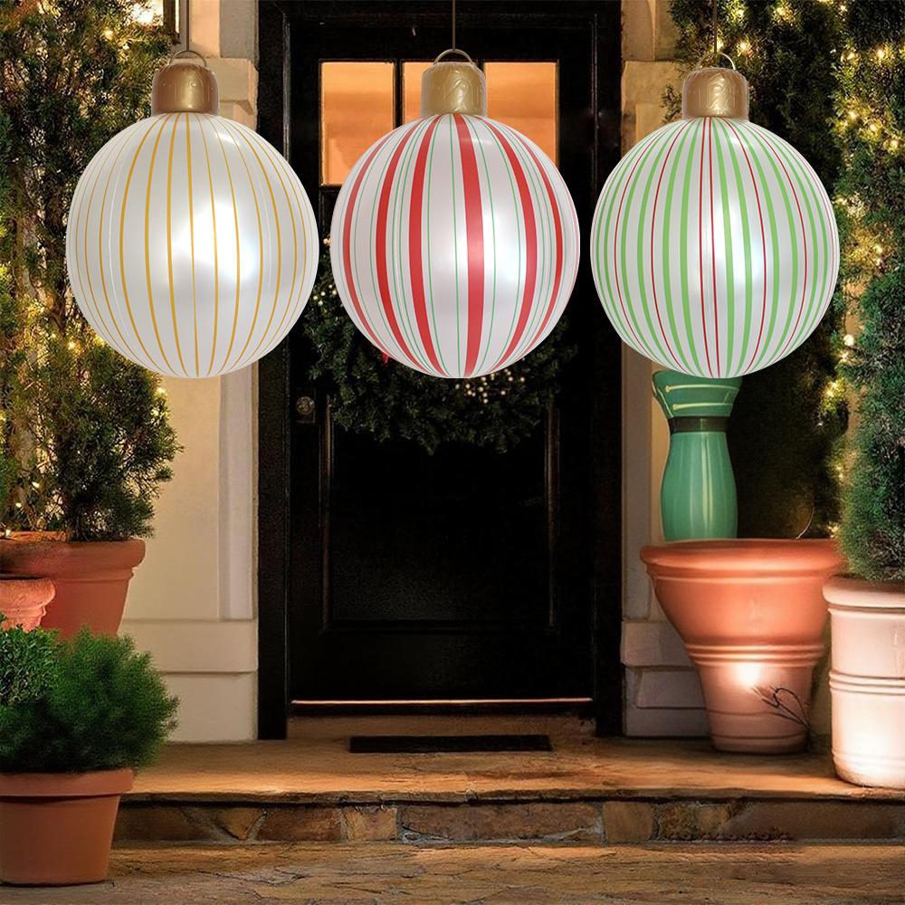 55*40cm Giant Inflatable Christmas Balls PVC Giant Big Large Balls Xmas Tree Decorations Toy Outdoor Xmas Holiday Yard Lawn Balls