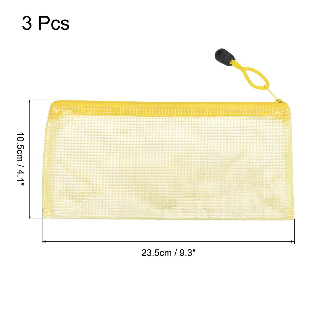3Pcs Mesh Zipper Pocket Folders Waterproof PVC Document Bag for Pouch Filing Stationery Organizer Office Metting Supplies