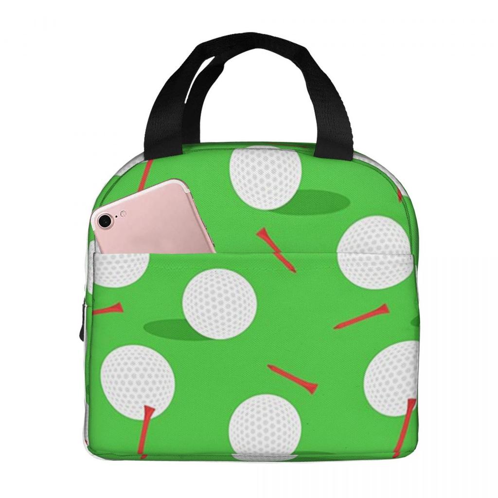 Golf Ball Pattern Insulated Lunch Bag for Kids School Cooler Thermal Food Box Tote Leakproof Lunch Boxes Container