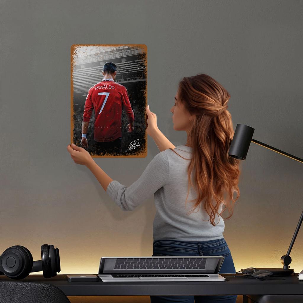 Cristiano Ronaldo Manchester United Blechschilder Sportposter Heimdekoration Wohnzimmer Wanddekorationen Bar Kundenspezifisches Schild