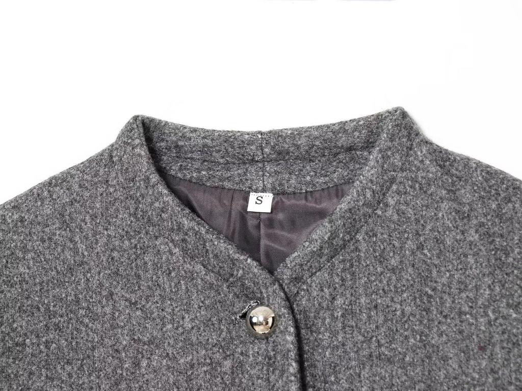 European & American Style Women's Fashion Long Sleeve Coat with Button Detail