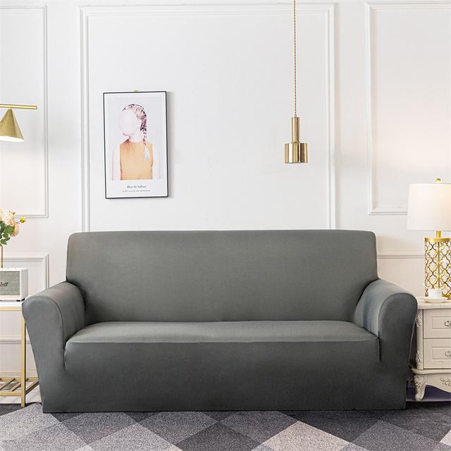 Spandex Sofa Slipcovers Stretch Elastic Couch Cover For Living Room Solid Color Anti -Slip Washable Furniture Protector Covers