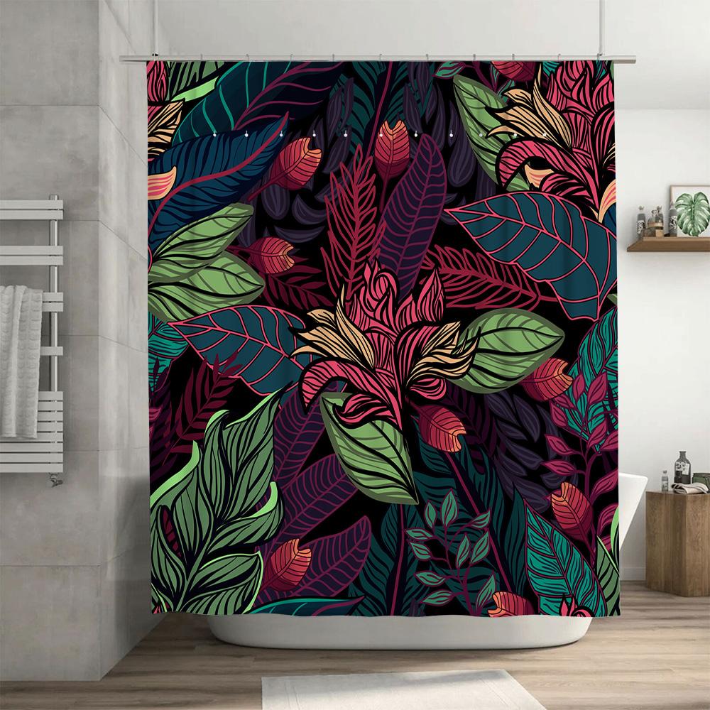 Vibrant Tropical Plant Shower Curtain Perfect for Bathroom Decor Customizable Size Available
