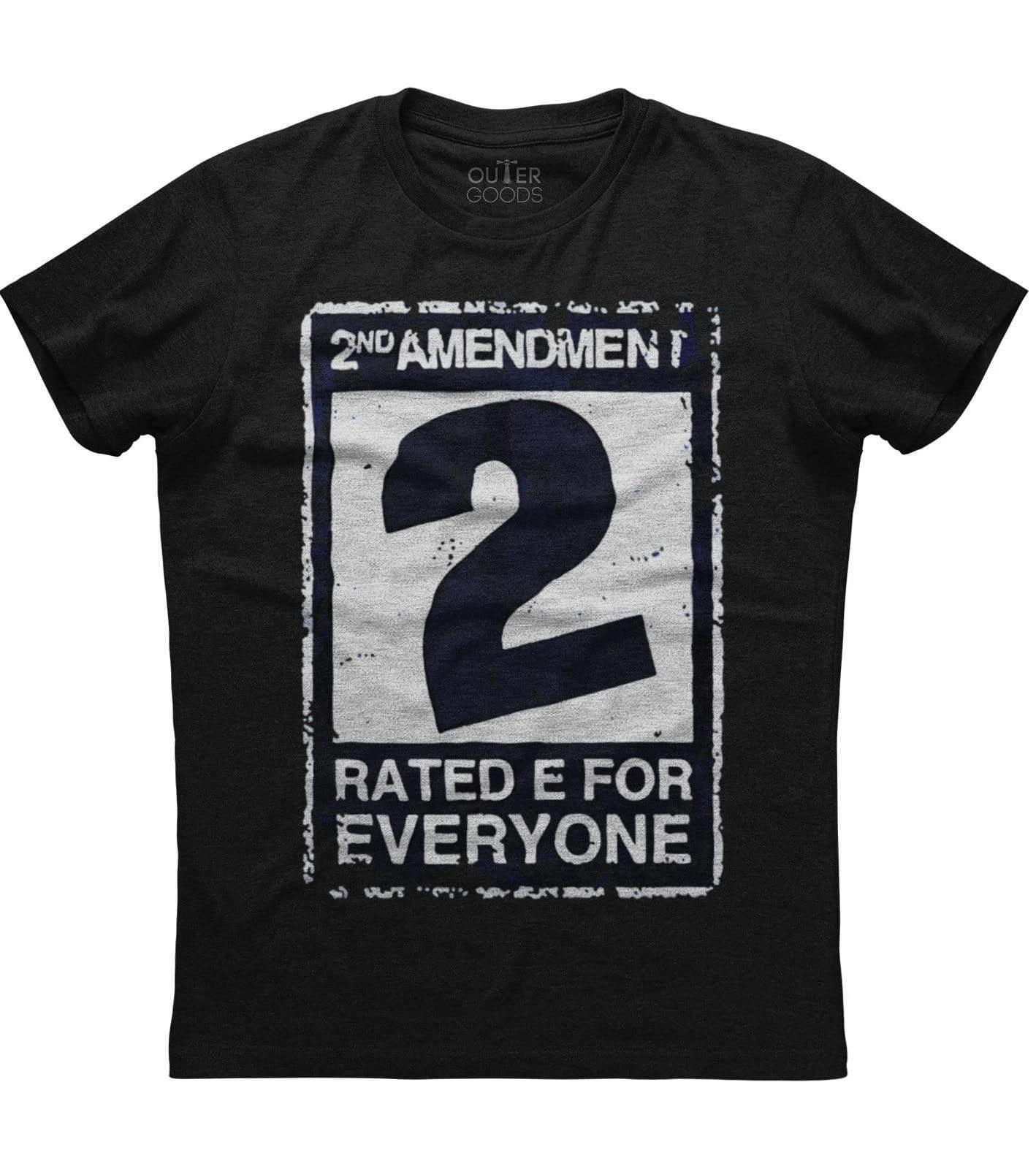 2nd Amendment Rated E For Everyone, Men s New Patriotic Black T-shirt XL