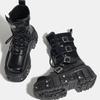 Women's  New Niche Internet Celebrity Muffin Platform Locomotive Punk Goth Lace-up Medium Boots