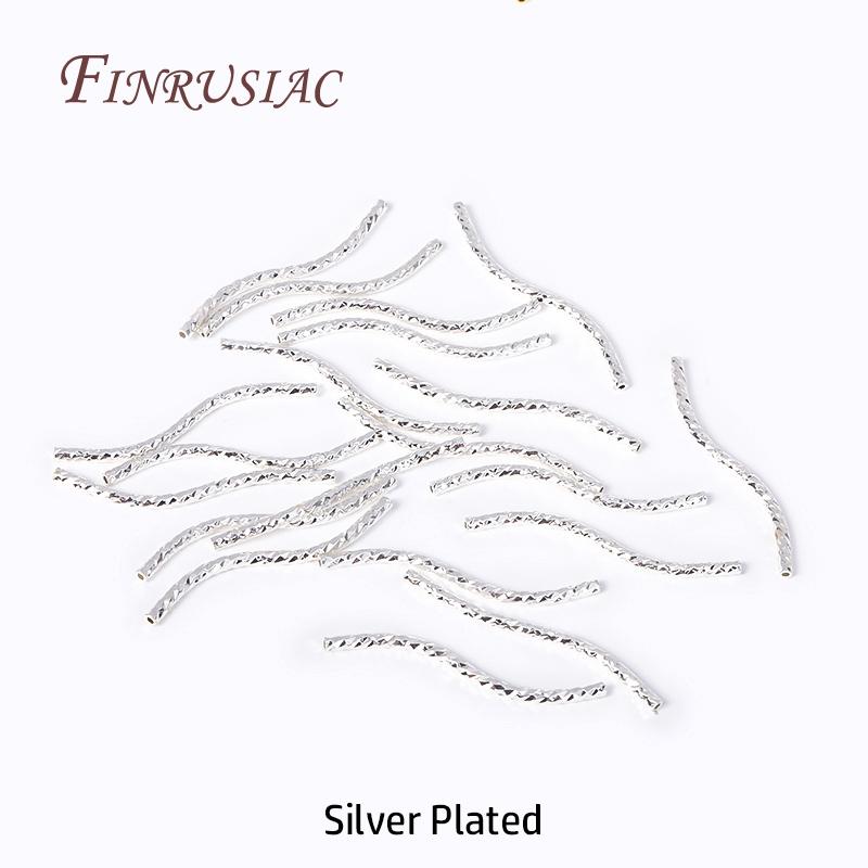 Handmade DIY Jewellery Findings Components 18K Gold Plated S Shape Curved Tube Brass Metal Twisted Tube Beads Connector