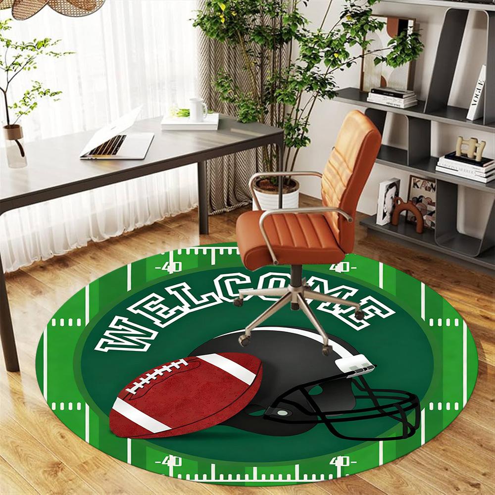 1pc Football Round Chair mat office Area Rug - Non-Slip, Floor Mat for Office, Bedroom, Ideal home decor gift c0112018