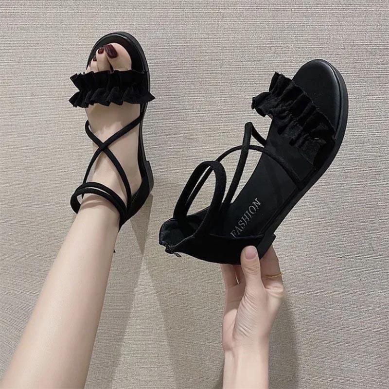 Roman Sandals Women's Flat Straps All-match Student Korean Casual Fashion Beach Shoes