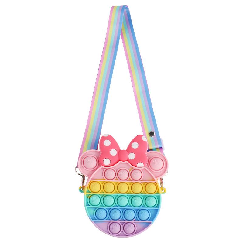 Rainbow Pop-It Kids Day Backpack with Educational Bubbles - Portable Decompression Toy for Girls