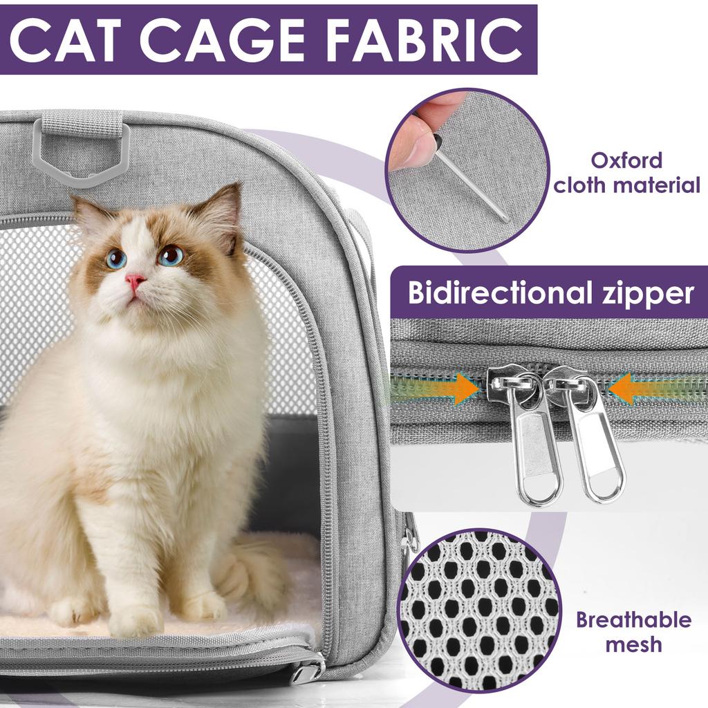 Cat Carrier Bag Oxford Cloth Foldable Pet Carrier Cage Breathable Carrier Portable Dog Crate Bag with Food Bowl Shoulder Strap