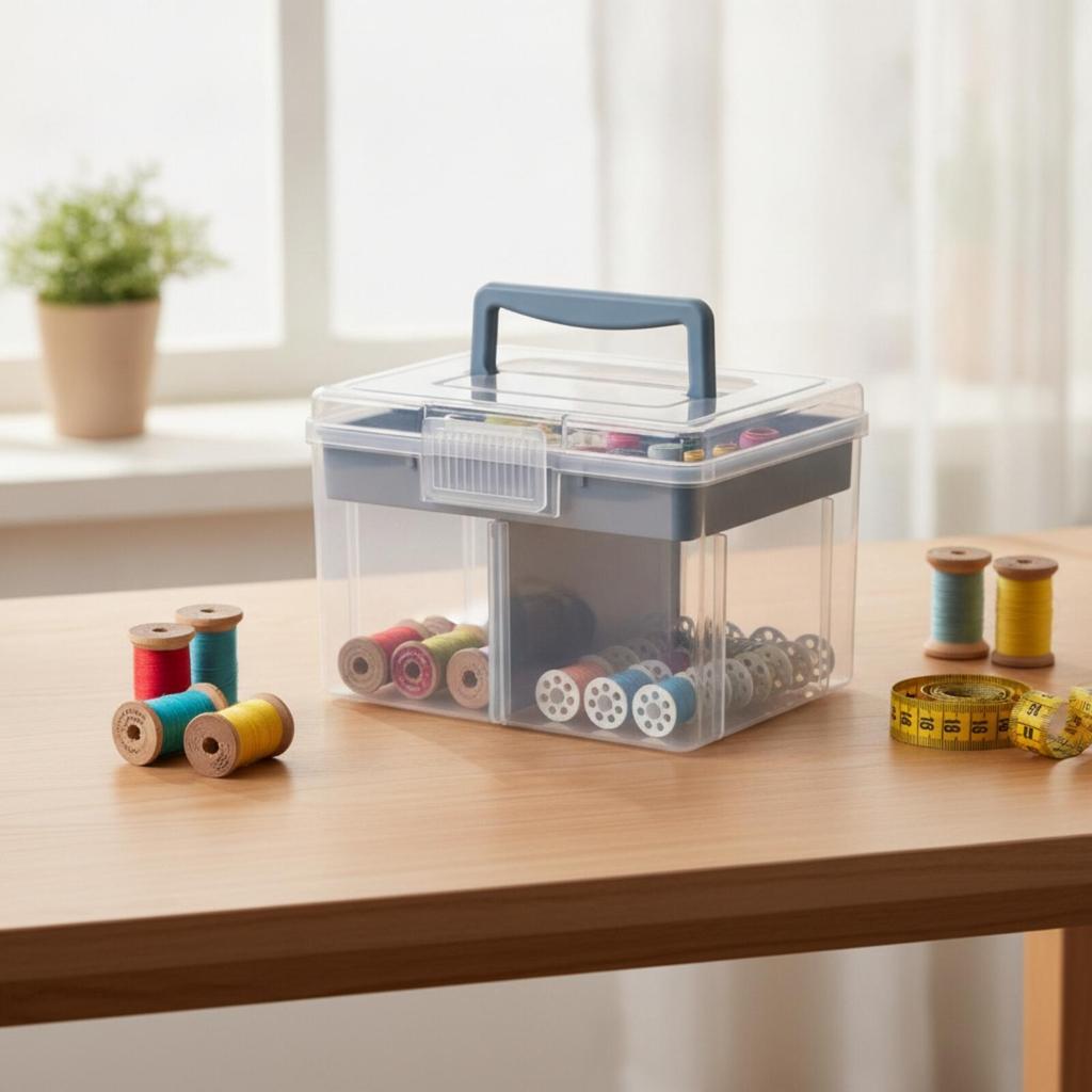 Desktop Storage Box Dustproof with Lid Latching for Desk, Craft Room