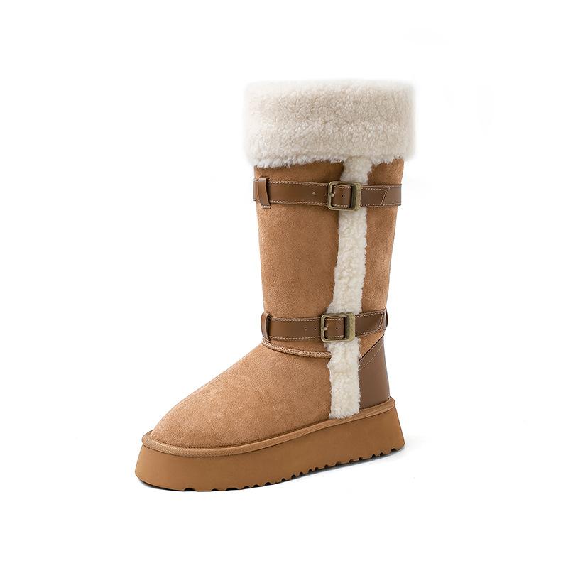 

Женские зимние сапоги на толстой подошве с высоким голенищем, новинка 2025 года, цельномеховые, нескользящие и теплые, утолщенные хлопковые сапоги для Северо-Востока 40