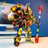 HUIQIBAO Black SunWuKong Warrior Mech Robot Building Blocks MOC Action Figure Brick Children City Construction Display Toys