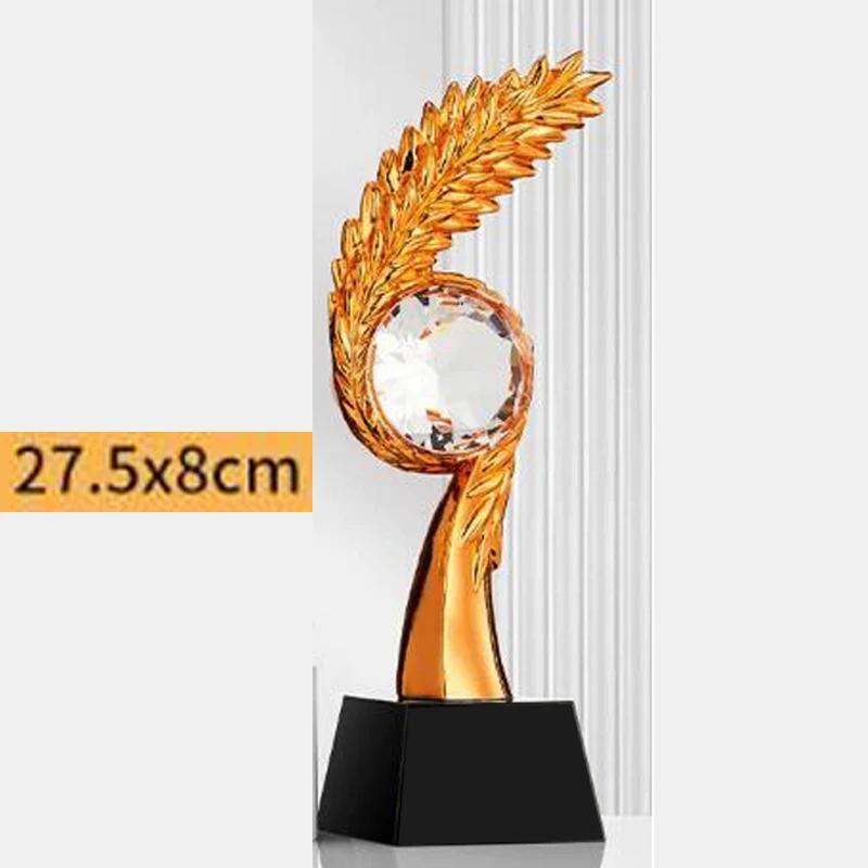 Individuell Kreative Flügel Goldene Ähre Weizenähre 5 Sterne Harzmedaille, Auszeichnung für hervorragende Mitarbeiter, Heimdekoration Kristallpokal 1 Stück