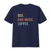 Vintages Emo Music And Coffee Distressed T Shirt vintage Washed Soft Breathable Stylish Versatile Unisex homme Casual Stretched