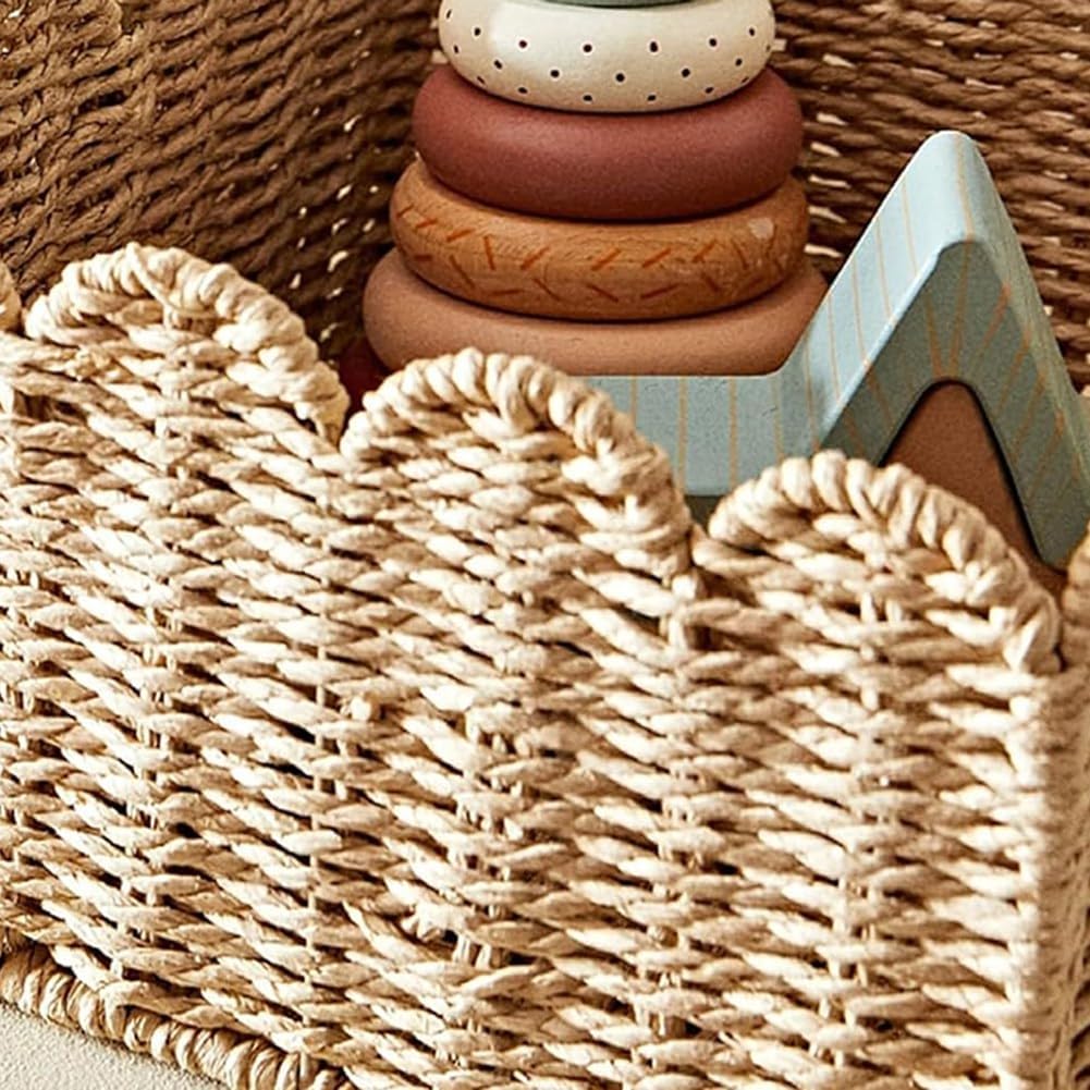 Lace Paper Rope Storage Basket Khaki Hand-woven Storage Basket Desktop Snack Toy Organize