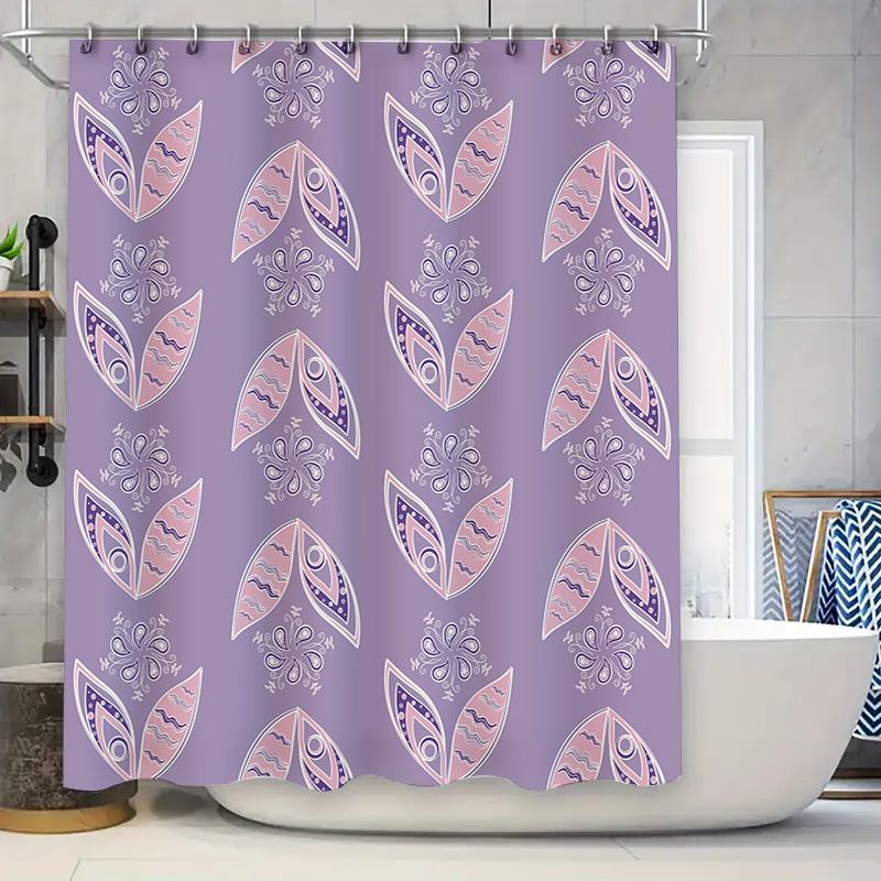 

Fashion Bathroom Shower CurtainsPrinted Leaves Pattern for Modern Bath Decor in Purple Waterproof Fabric with Hook (72 x 84 inch 90x180cm