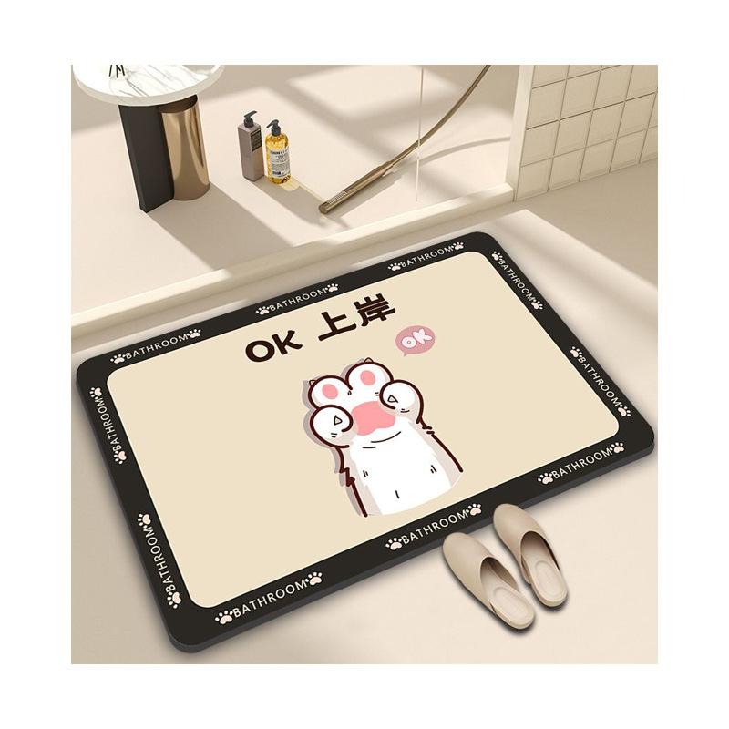 Cartoon Bathroom Floor Mat, Diatom Mud Suction Mat, Toilet Door Toilet Mat, Non-Slip Foot Stepping Pad, Household Dirt-Resistant