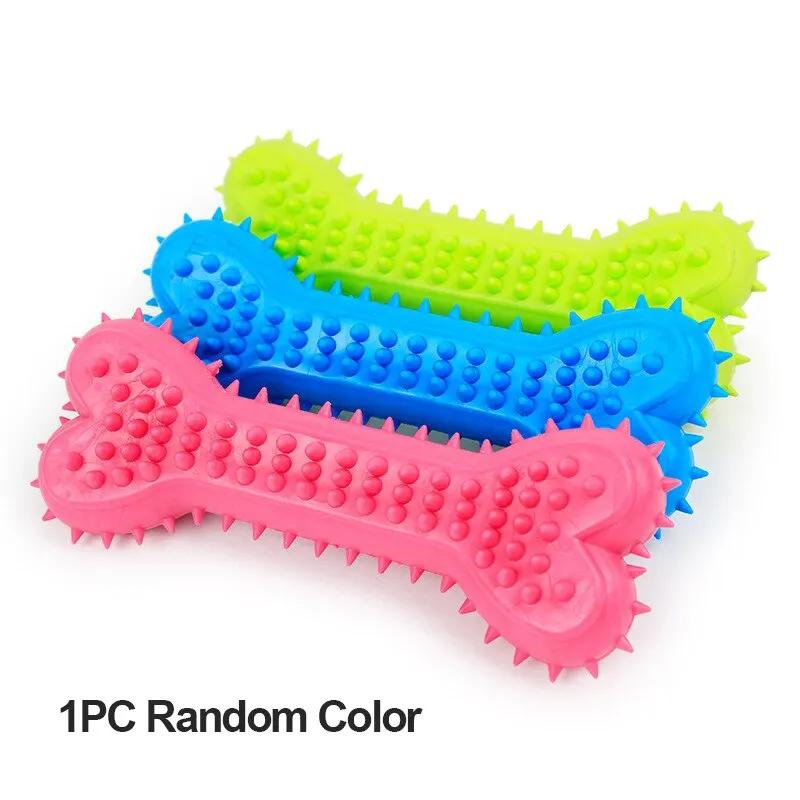 

1PC Soft Rubber Pet Chew Toy Bite-Resistant Bone Shape Teeth Grinding Chewing Toy for Small Dogs Training Pet Supplies