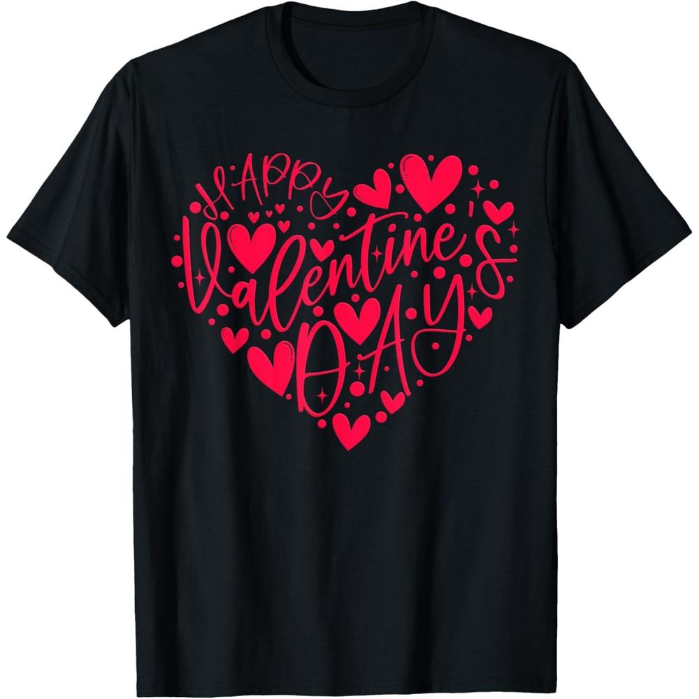 Happy Valentines Day Shirts Valentine Love Heart Printed Cotton Men T Shirt XXL чёрный