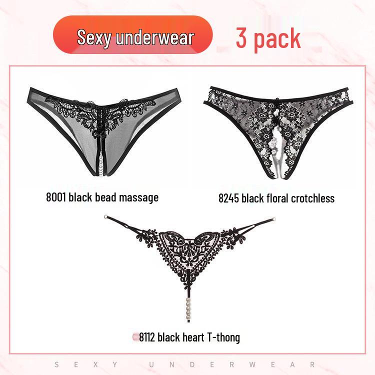 Seductive Japanese Lace Open Crotch Panties Set