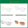 Fashion Square Sunglasses Metal Frame Pink Lens Uv Protection For Party And Stage Performance