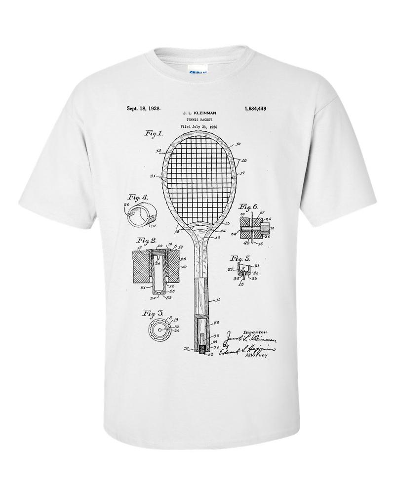 Tennis Racket Patent T Shirt Blueprint Shirt 2XL