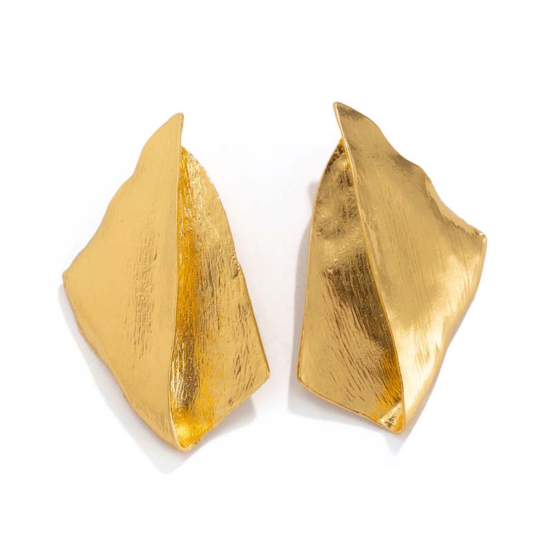 Exaggerated Metal Irregular Stud Earrings for Women Vintage Gold Color Geometric Texture Personality Earrings Party Jewelry Gift
